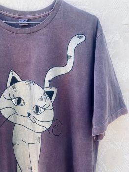 Camisa roxa com estampa de gato