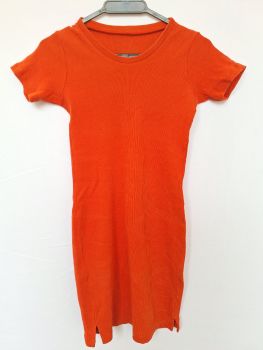 Vestido canelado laranja