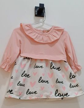 Vestido manga longa rosa