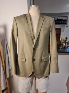 Blazer cinza de algodão e elastano