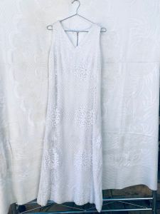 Vestido off white croche com forro