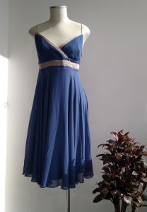 Vestido de alcinhas em seda azul Bobstore - M