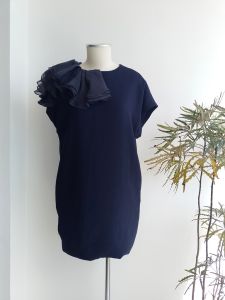 Vestido azul-marinho Halston - P