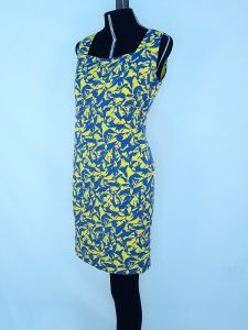 Vestido tubo anos 90 azul e amarelo